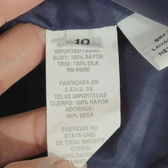 Christian Dior Women's 10 Navy Blazer Rayon Silk Trim Gold Button 28CT - Picture 6 of 11